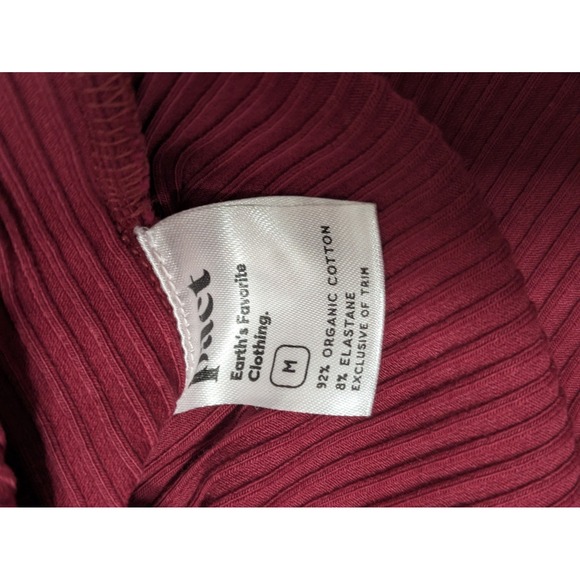 Pact Women's Organic Cotton Long Sleeve Top Shirt Sz Med Fitted Maroon Burgundy - Picture 6 of 9